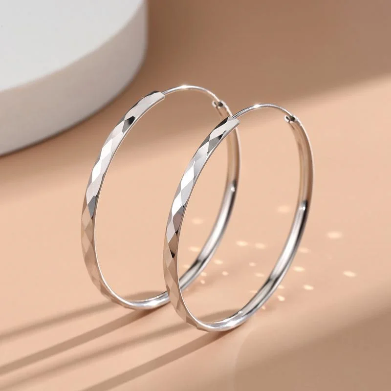 316L Edelstahl 30-60 MM Sparkle Creolen Für Frauen Mode Luxus Qualität Schmuck Großhandel Trend Schleife Einfache schmuck – Detail 1