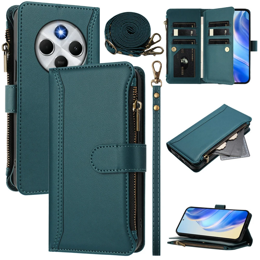 

Flip Case For Xiaomi Poco C85 5G 4G 2025 Crossbody 9-Card Zipper Leather Wallet Funda For Poco C85 C75 C71 C65 C61 C55 C51 Cover