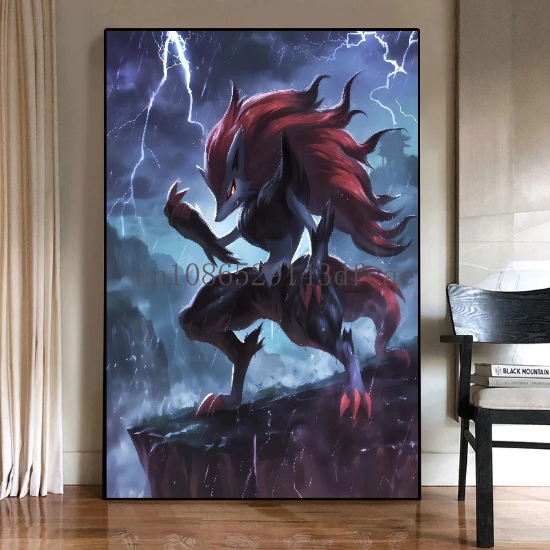 Pokemon Anime Peripherals Zoroark Posters Kawaii Picture Art Water Colours Canvas Painting for Kids Bedroom Wall Decorate Gift