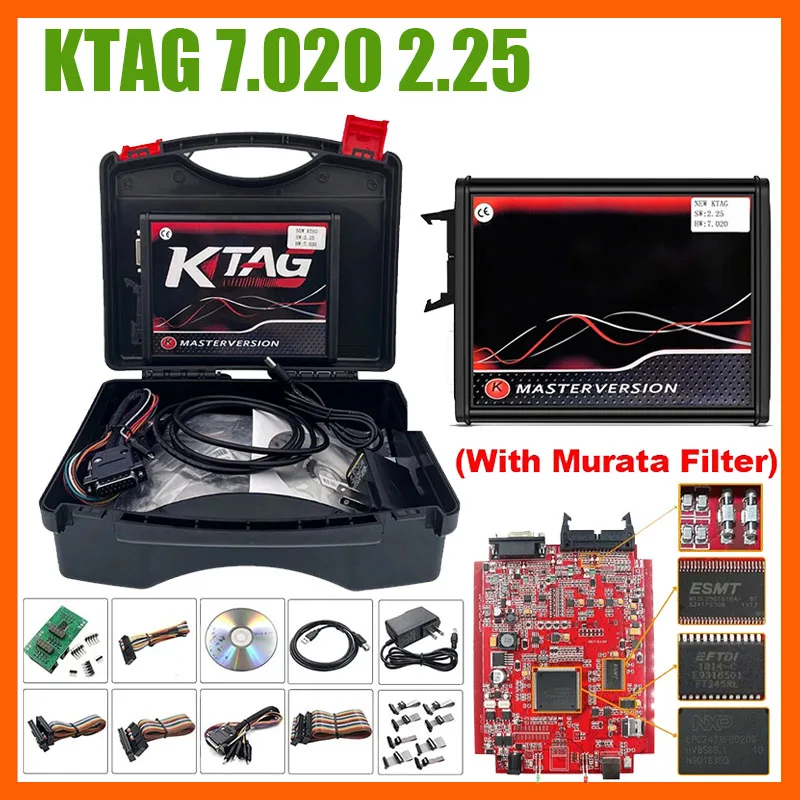 В наличии! KTAG 7.020 2.25 Online EU Red PCB 4 LED Инструмент для чип-тюнинга ЭБУ без ограничений Ksuit ECU Programmer с фильтром Murata