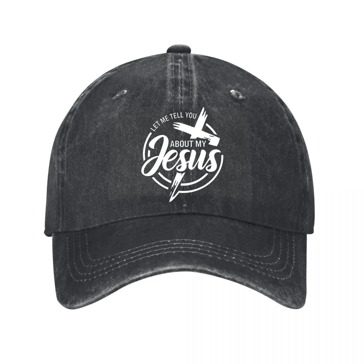 Let Me Tell You About My Jesus Faith Cross Crown New Vintage Washed Cotton Baseball Cap Sun Hats