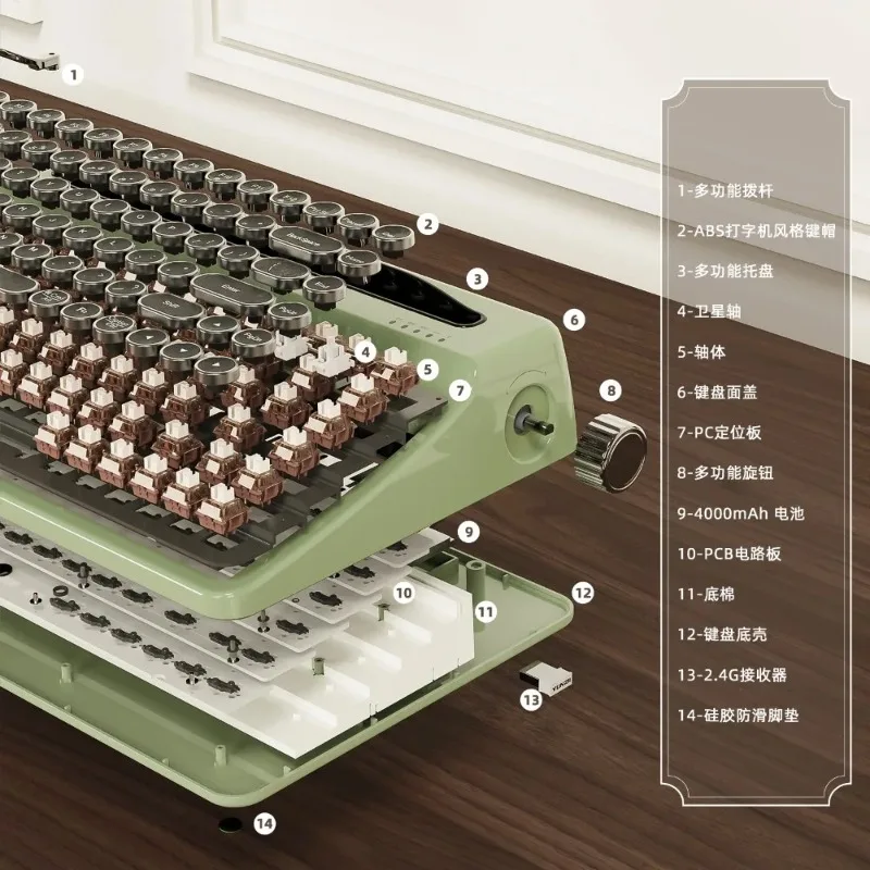 YUNZII QL75 Keyboard Mekanik Tri-Mode Nirkabel Gaya Retro Desain Mesin Tik RGB Keyboard QMK/VIA Dapat Diprogram Aksesoris PC