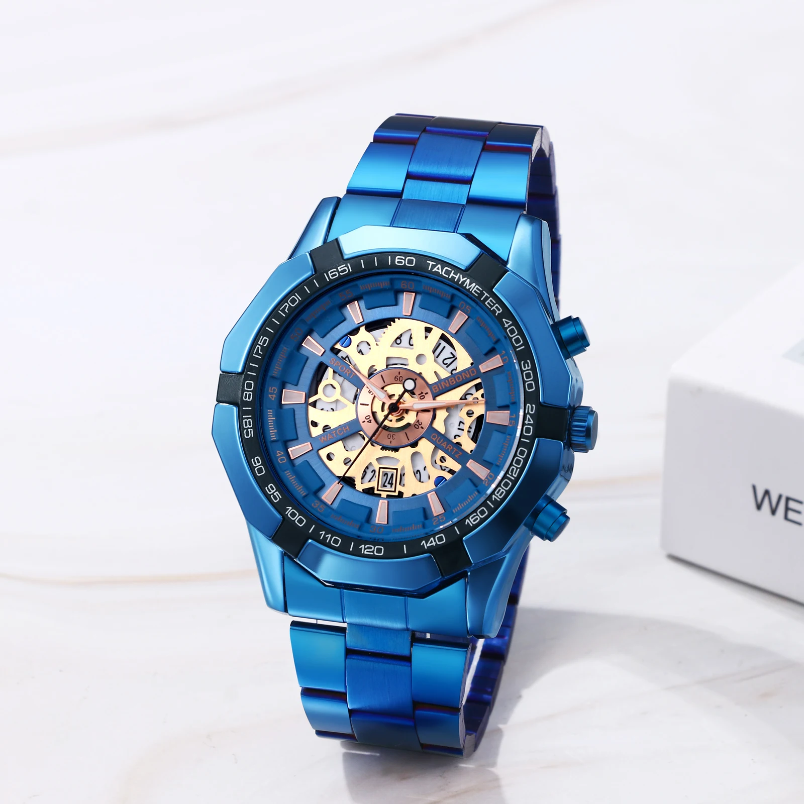 

Men's Imitation Mechanical Quartz Watch Stainless Steel Strap Waterproof Watch Luminous Hands Dial Calendar Available