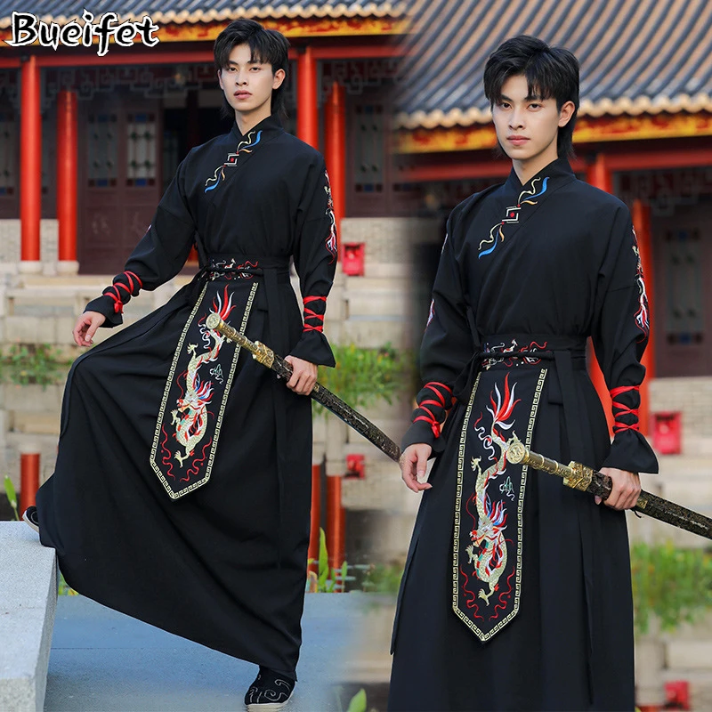 

Traditional Hanfu Dress Man Han Dynasty Costume Couple Chinese Style Swordsman Stage Cosplay Man Japanese Samurai Folk Tang Suit