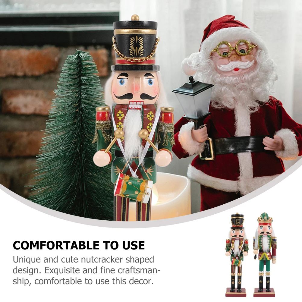 

2Pcs Wooden Nutcracker Christmas Decor Xmas Nutcrackers Craft for Holiday Room Decoration Xmas Ornaments Nutcracker Decorations
