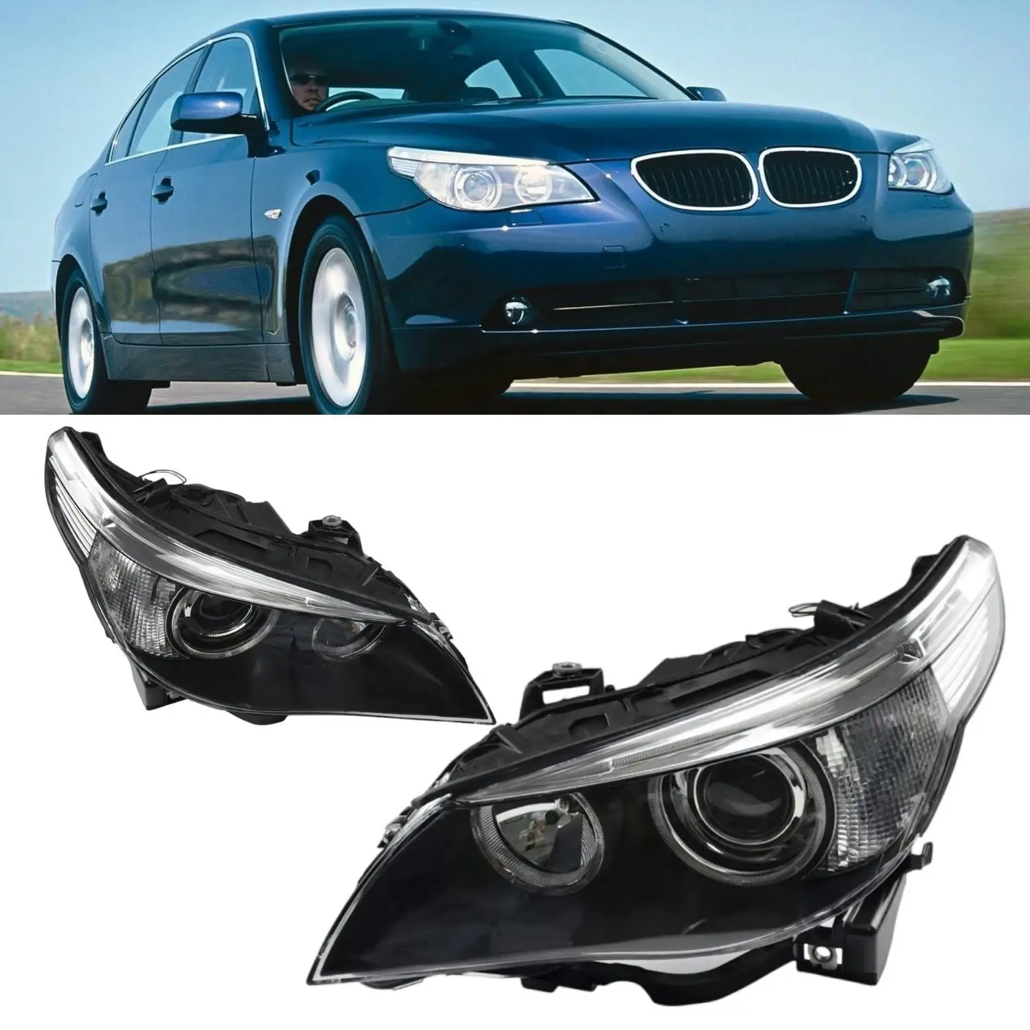 E60 2005-2007 AFS Steering Headlight Assembly OEM Front Auto Lamp Parts