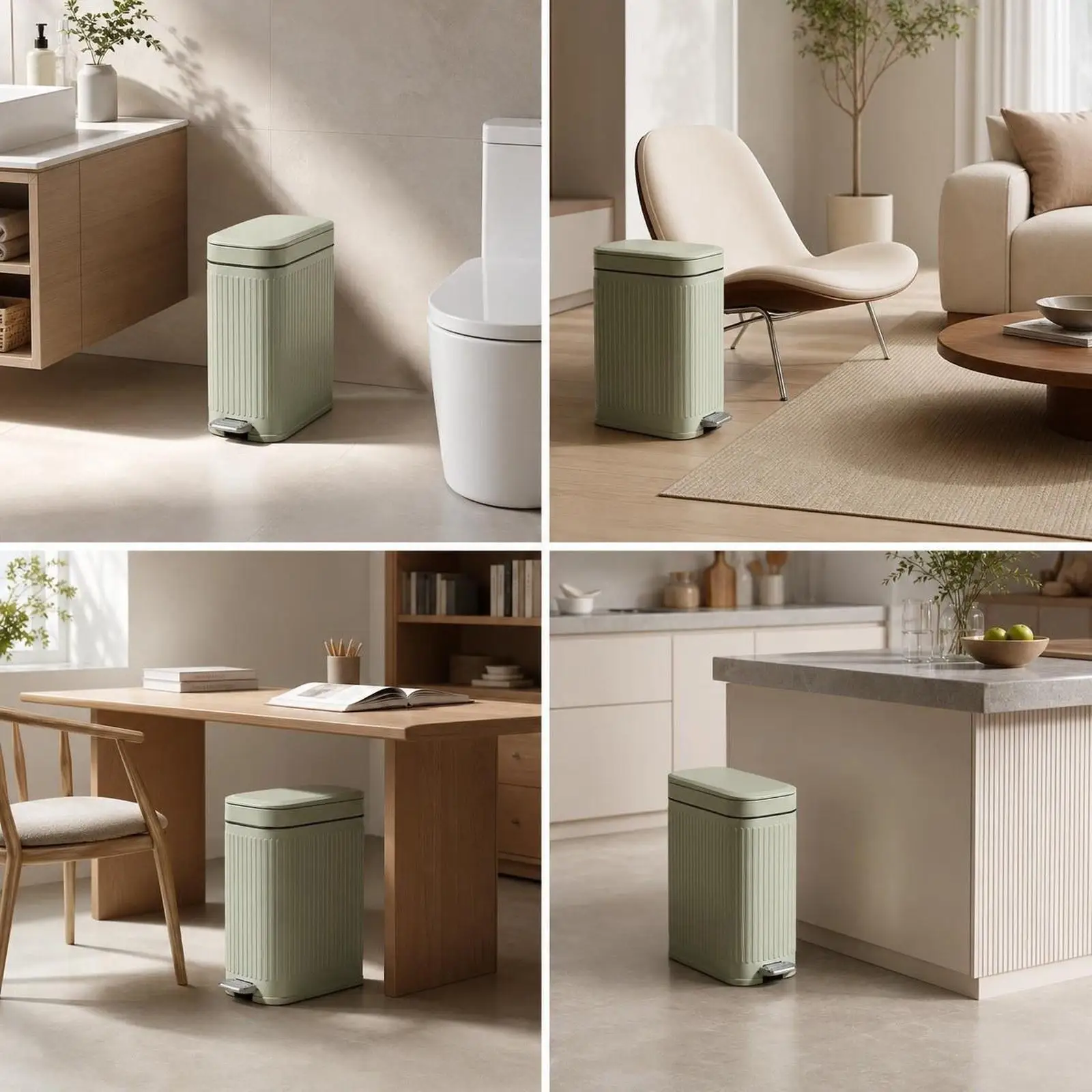 Rectangle Mini Trash Can with Foot Pedal and Lid Pp Material Garbage Waste Bin for Bathroom Kitchen Home Organization
