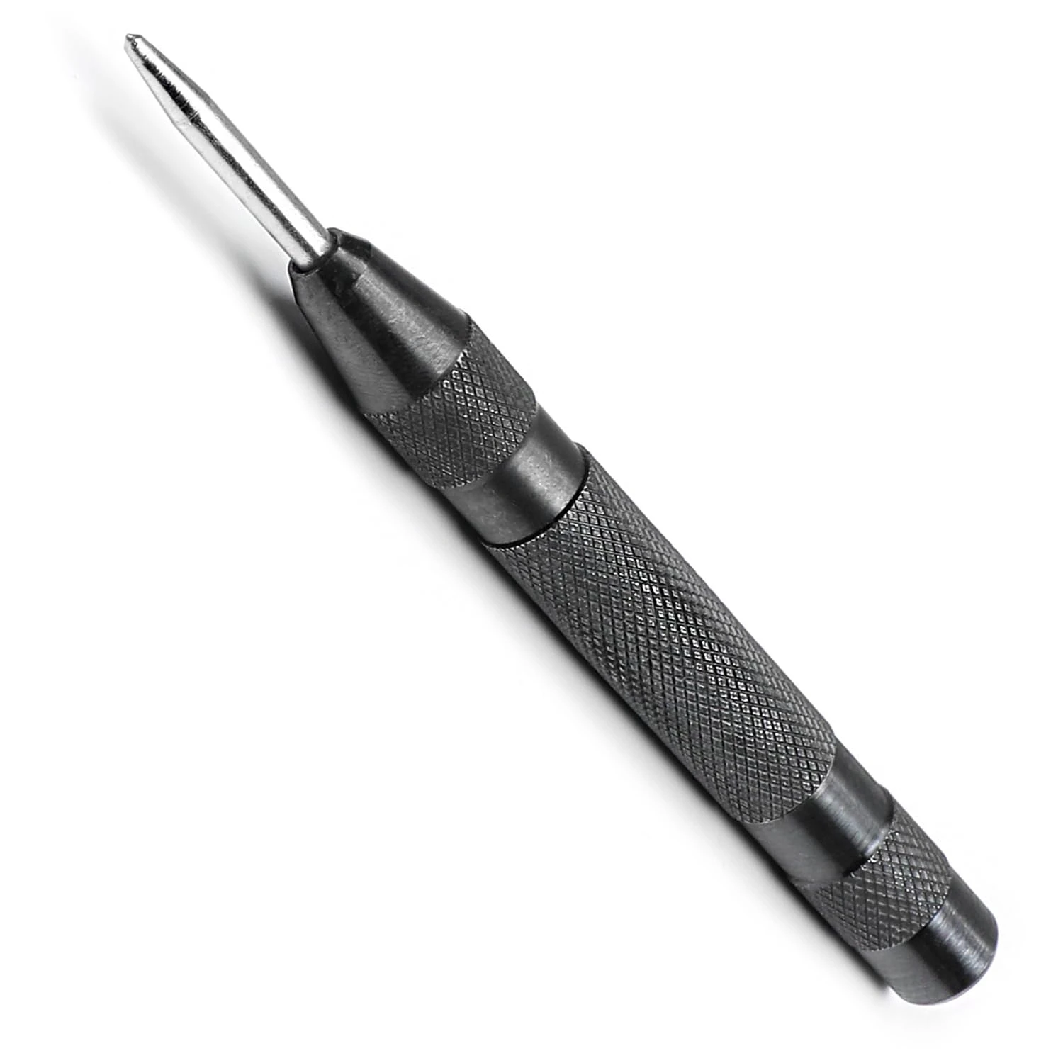 

1Pcs Black Adjustable Spring Loaded Automatic Center Hand Tool for Wood, Metal, and Plastic - Versatile and Precise Crafting Ins