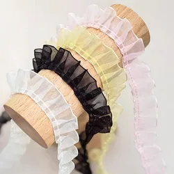 Encaje plisado de hilo de vidrio transparente, accesorios de costura, 8 colores, hecho a mano, vestido de muñeca, falda, embellecedor, cesta de flores, Marco de imagen