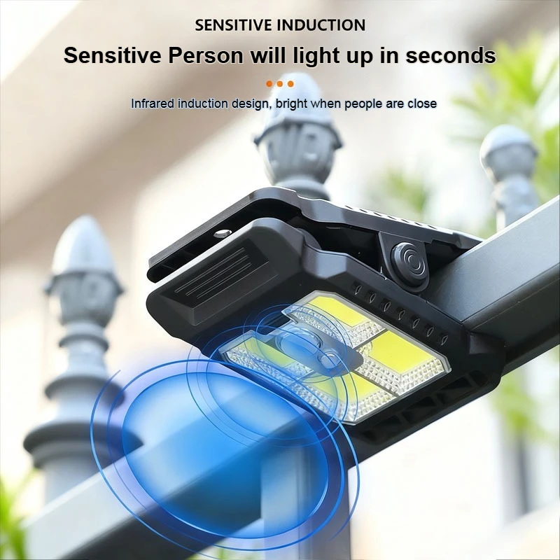 Solar Powered Clip Light – Portable Outdoor LED Clamp Lamp for Camping, Garden, Patio, Reading, Waterproof