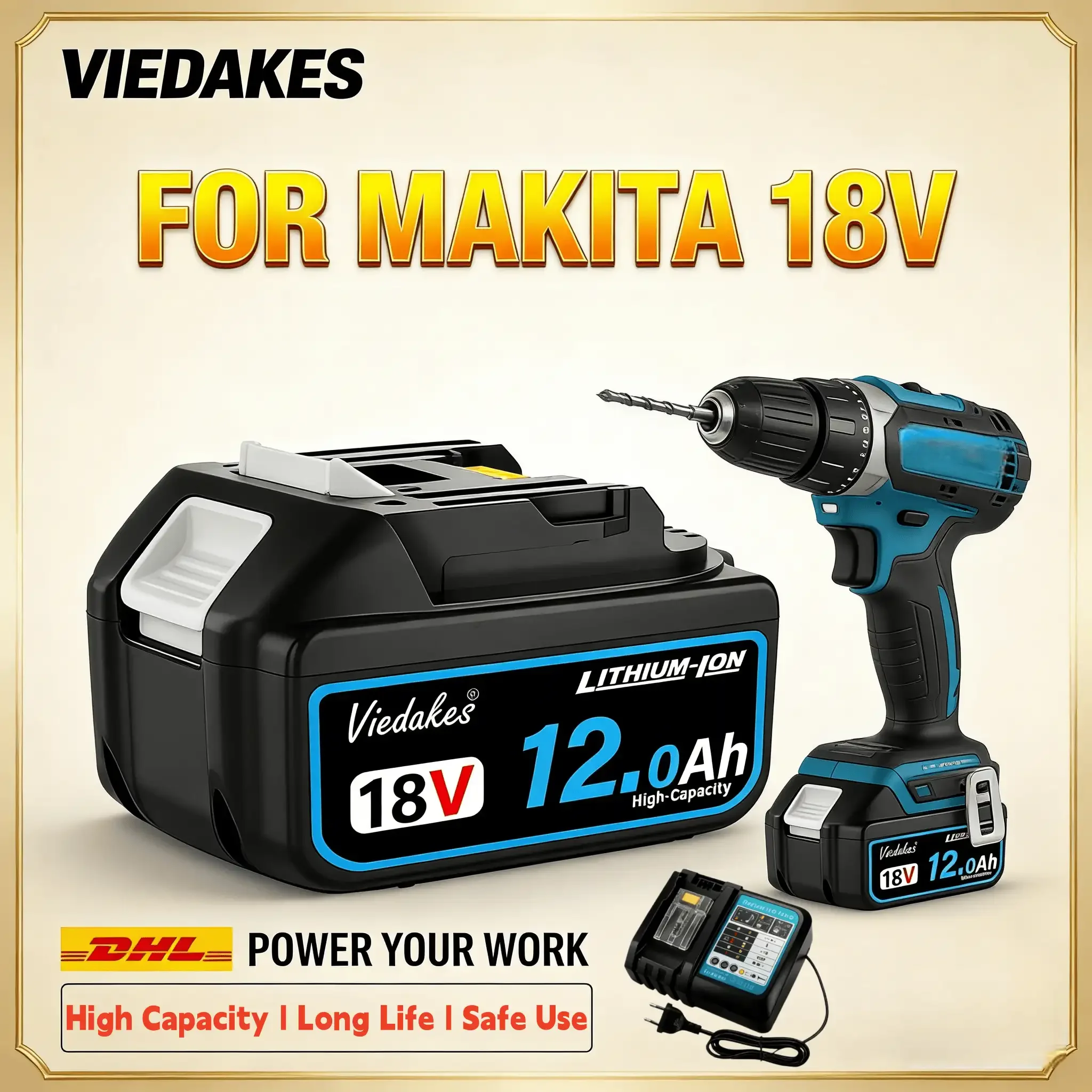 

VIEDAKES 18V Rechargeable Battery 8.0Ah For Makita 18V BL1830 BL1840 BL1850 BL1860 for Cordless Drill