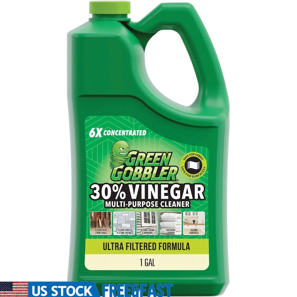 Limpiador multiusos de vinagre concentrado, 1 galón, uso doméstico y al aire libre, manchas de alfombras, electrodomésticos cromados, refrescan y desodorizar, 30%