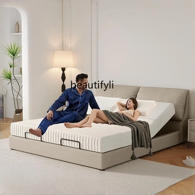 

Smart leather, electric bed remote control lift, frame multi-functional double bed for the elderly, help to get up the bed