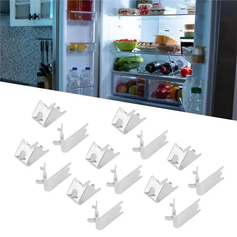 B01C-ثلاجة الجرف دعم 14 قطعة 1.5 مللي متر 304 الفولاذ المقاوم للصدأ الفريزر الجرف كليب لتحسين الرف قدرة #5