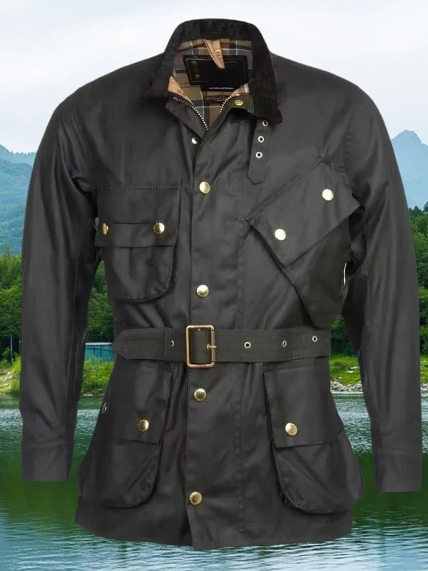 

Men's Motorcycle Jaet Ladies' Sle Autumn Spring Multiple kets Hunting Coat Workwear Wax Jaet Men's Autumn Riding Clo...