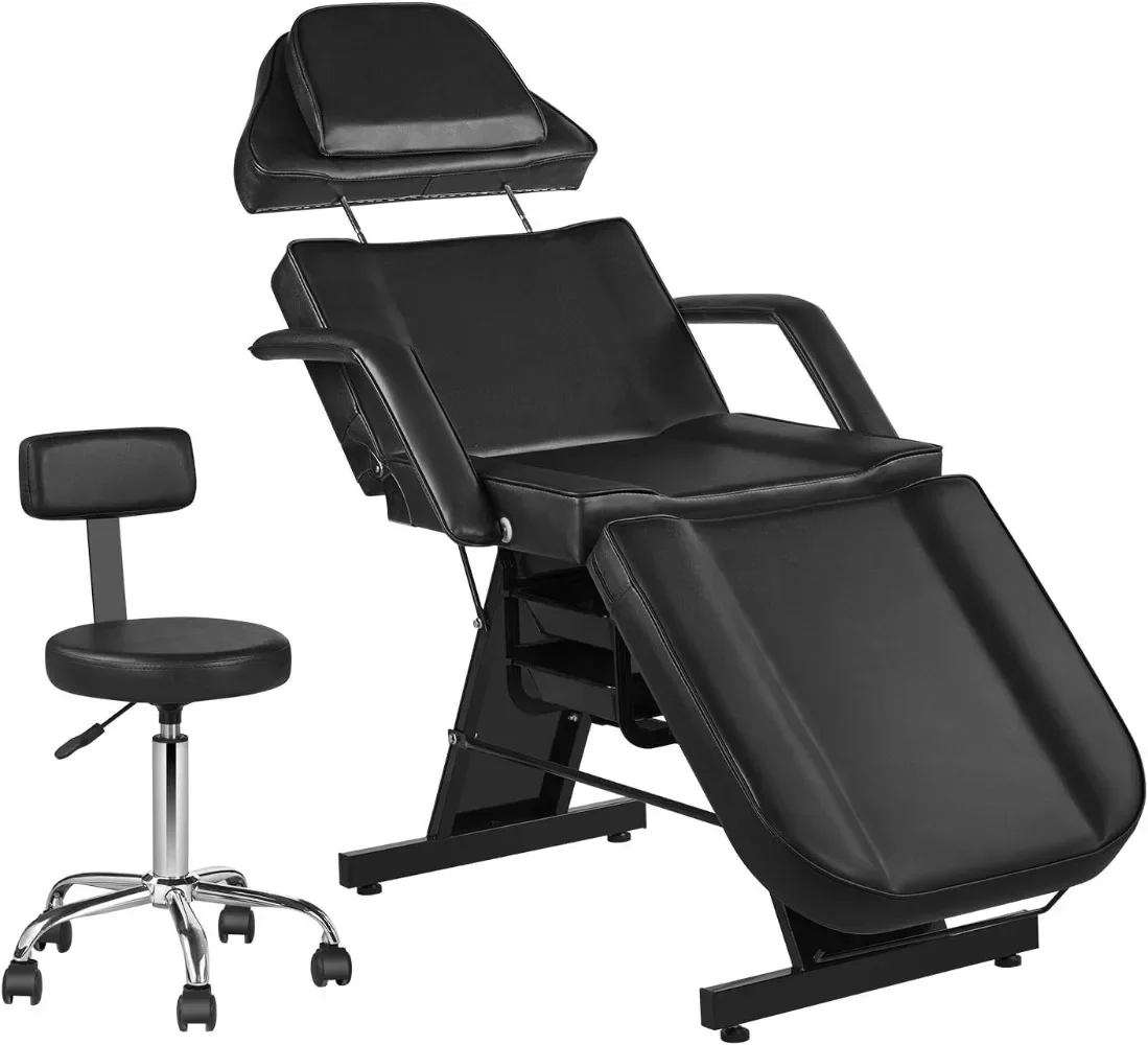 

Facial Chair Tattoo Chair for Client Beauty Chair Artist Spa Bed Removable Headrest for Client, Artist, Lash Bed with Stool
