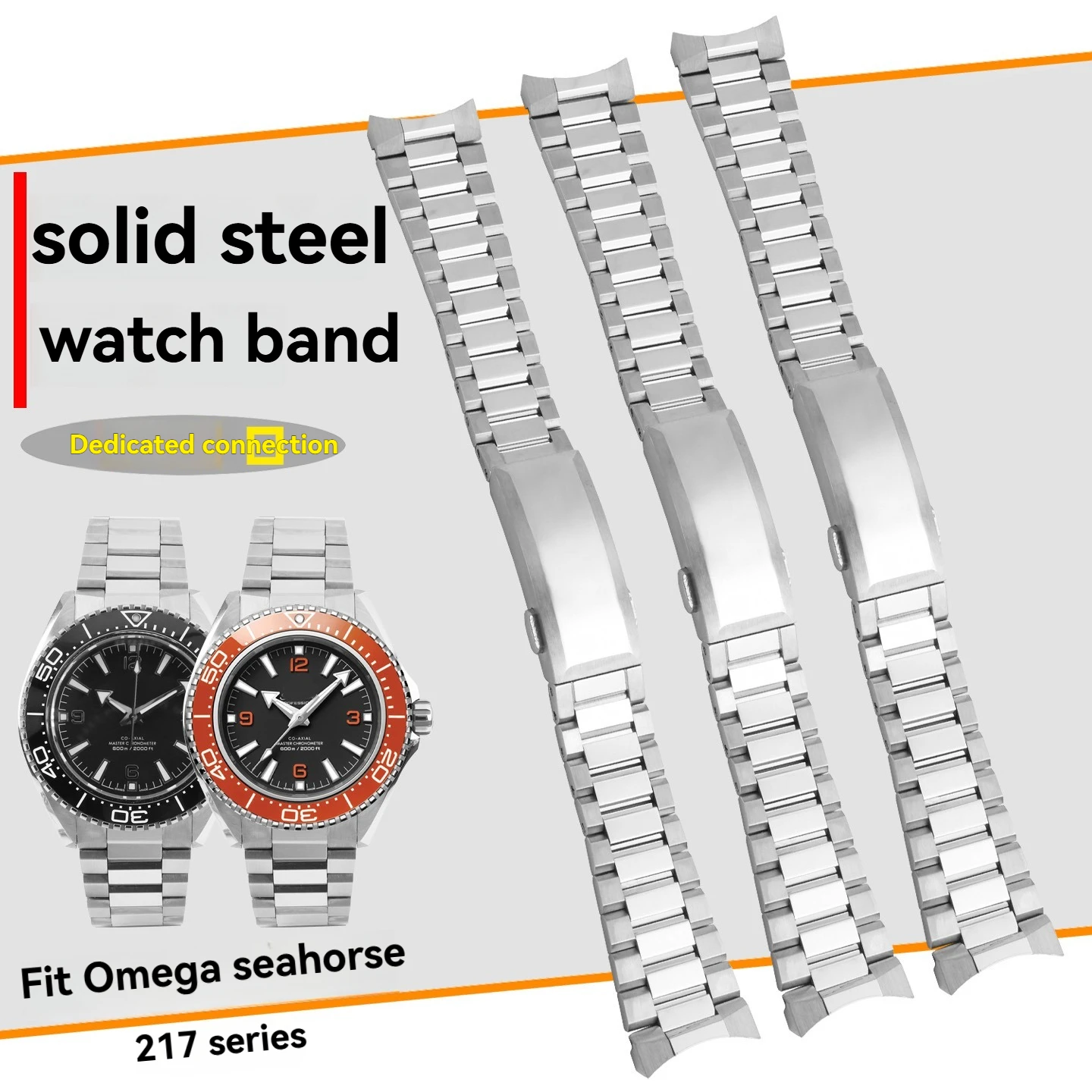 21mm Curved End Watch Chain for Omega Seamaster 600 Fourth Generation Ocean Universe 217 Watch Stainless Steel Watch Strap