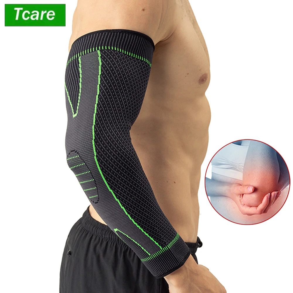 Tcare 1PC Elbow Pads Compression Arm Sleeves for Men Women, Non-Slip Breathable Arm Support for Tendonitis,Golf Elbow, Arthritis