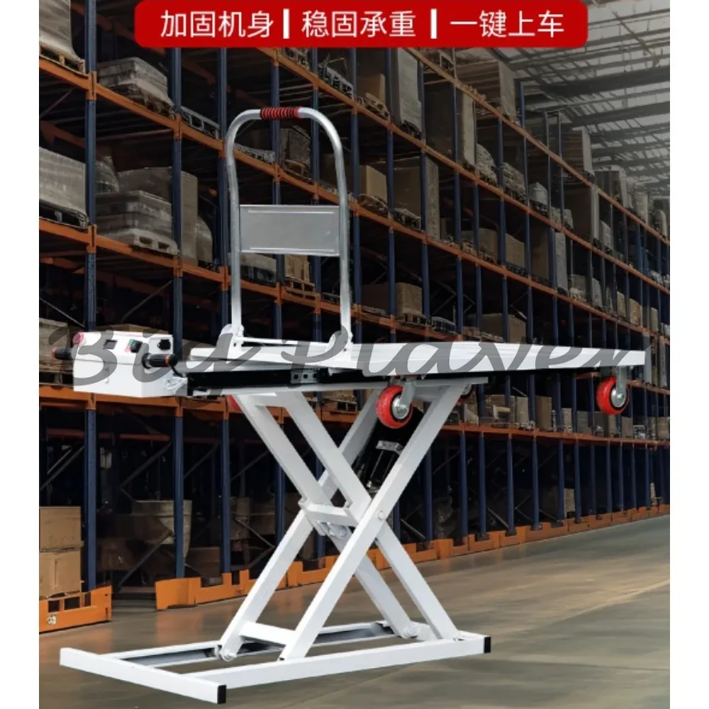 Electric Hydraulic Lift Table Trolley - Remote Control Small Mobile Platform Truck for Warehouse Handling Without Remote