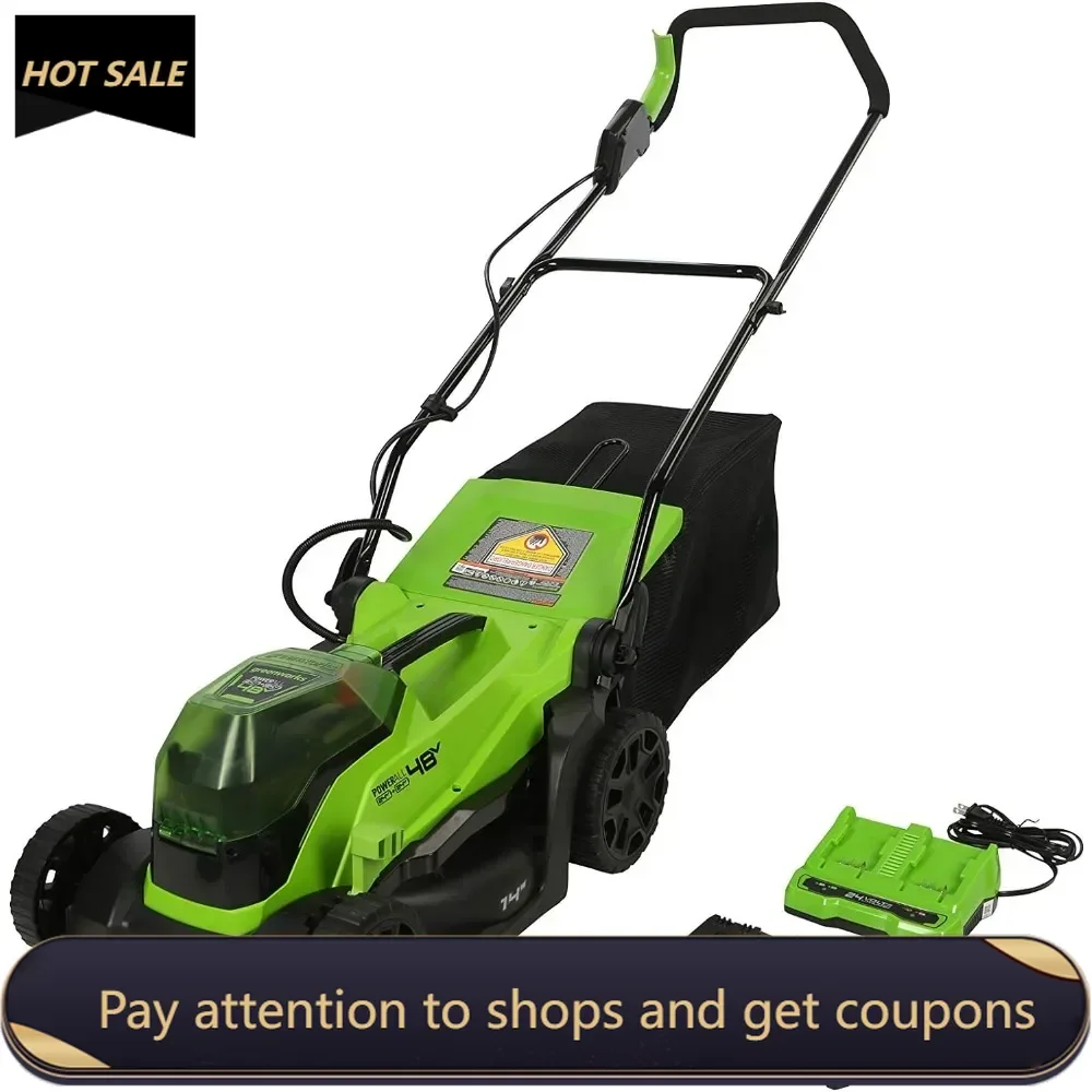 

48V (2 X 24V) 14" Brushless Cordless Lawn Mower Garden-urban Tool Gasoline Grass Trimmer Yofidra Zero Turn Mower Charging Mowers