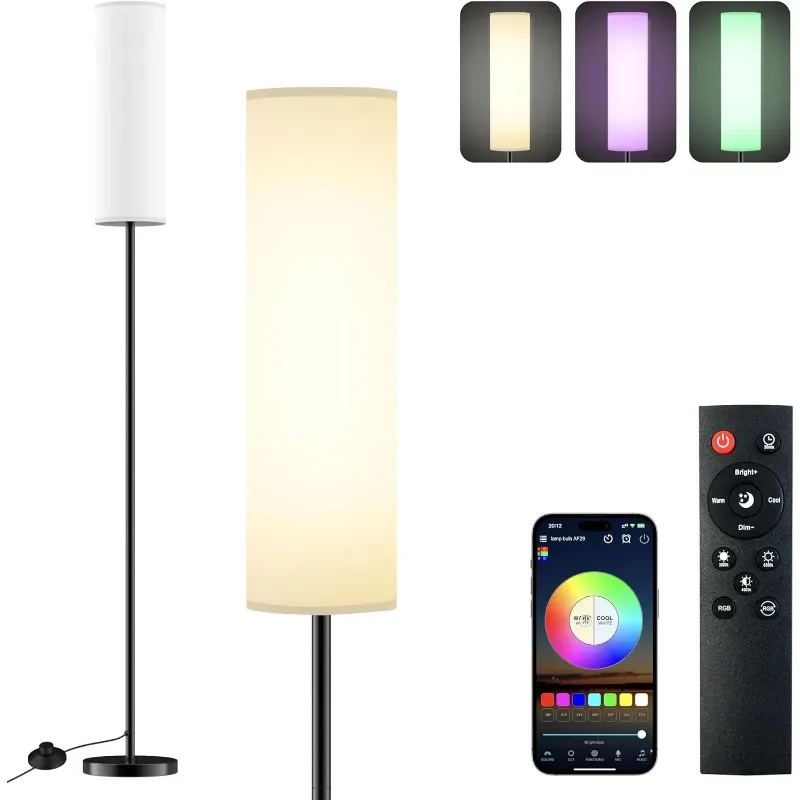 

LED Floor Lamp for Living Room Bedroom, Modern Tall Lamp Standing lamp for Reading with Remote Dimming and Color Adjustment