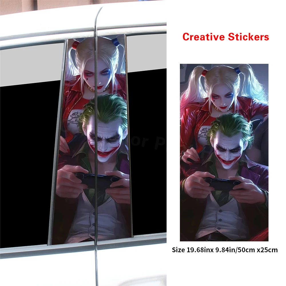 Funny Car Stickers B-pillar Sunscreen DIY Auto Center Column Cover Scratches Cartoon Decoration Stickers Joker Auto Accessories view 5