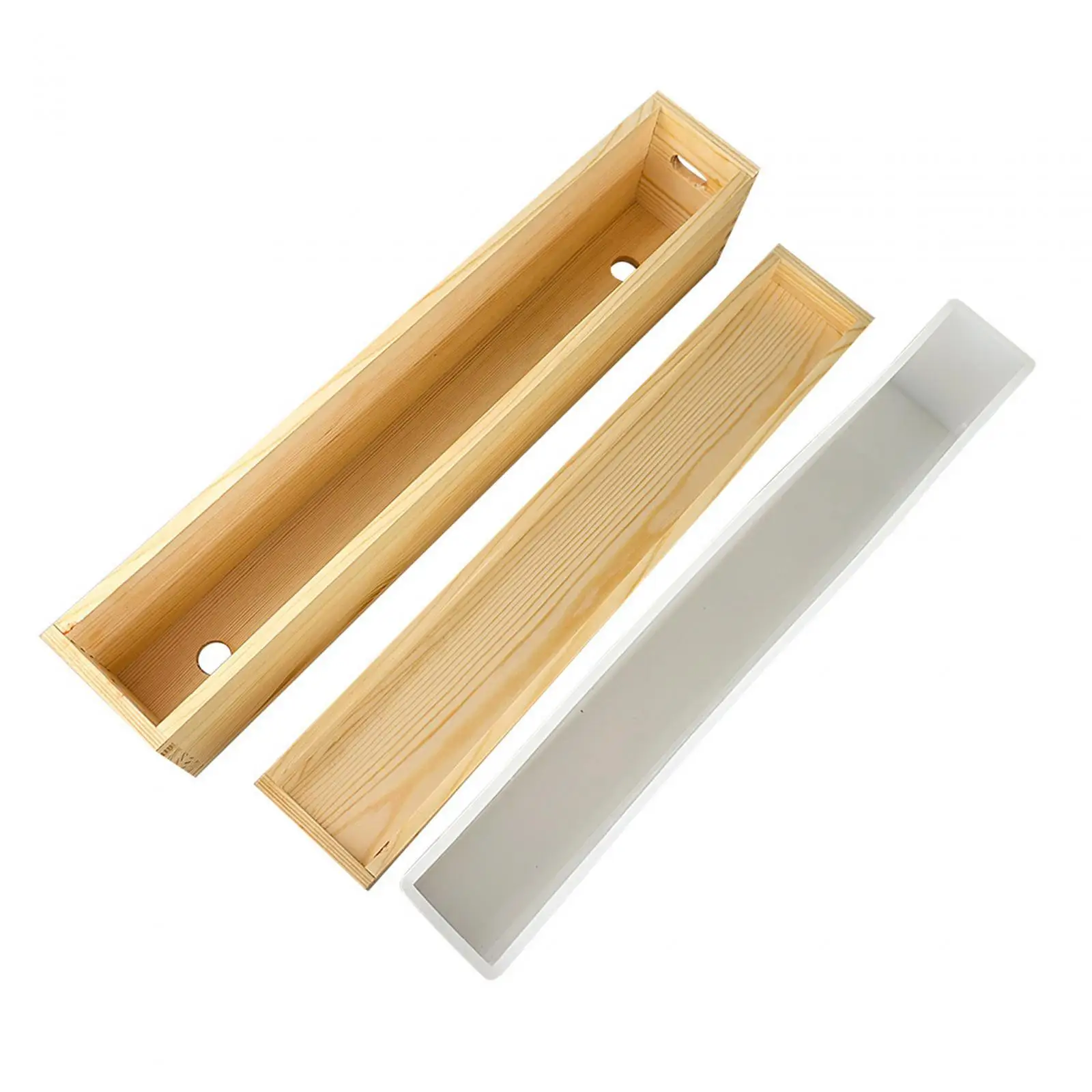 Silicone Soap Mold with Wooden Box Handcrafts Bakeware Practical Sturdy Loaf Mold Handmade for Home Wedding Candle Loaf Bread