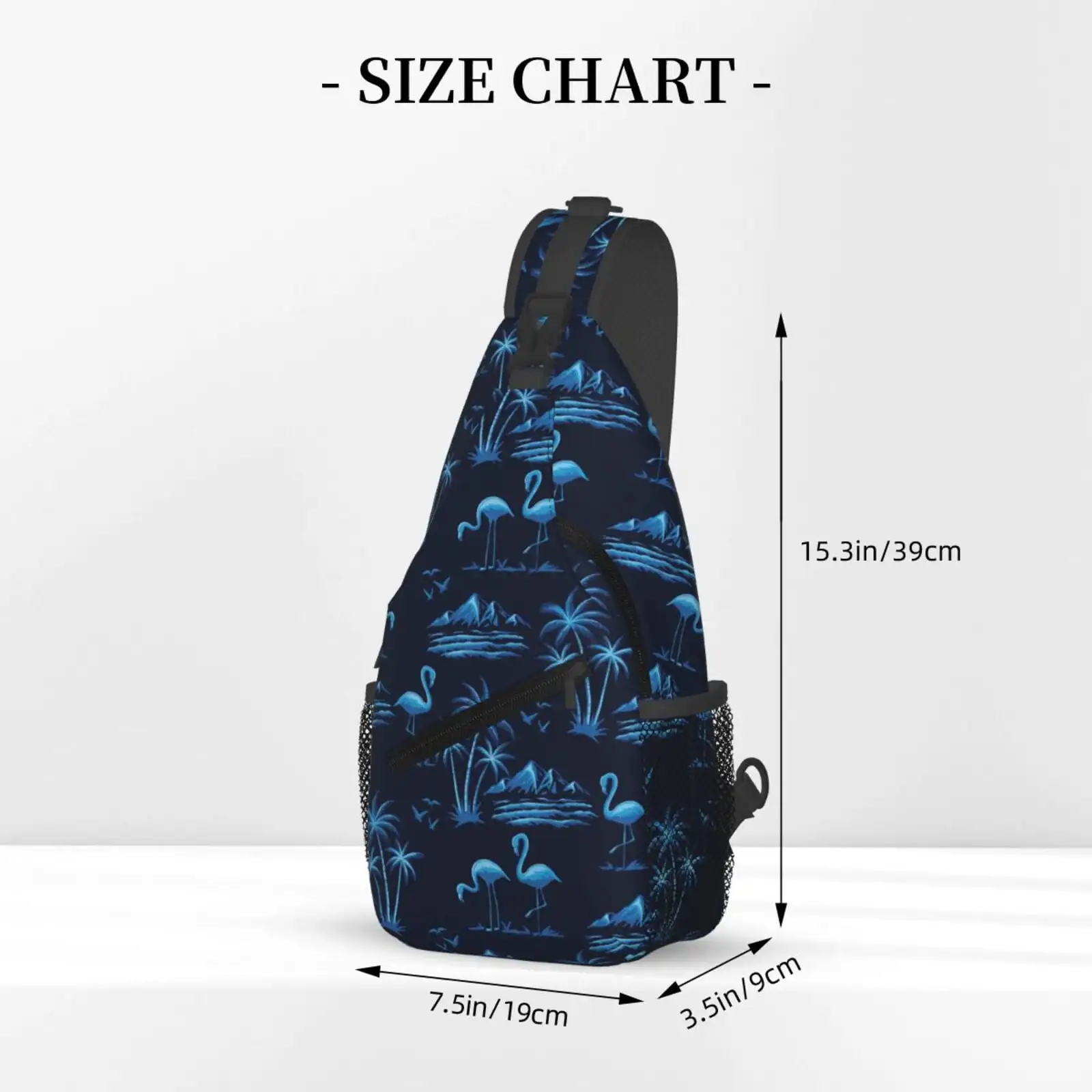 BLUE Flamingo Birds Pattern Cross Chest Bag Diagonally – Premium Durable Front Chest Sling with Adjustable Padded Strap