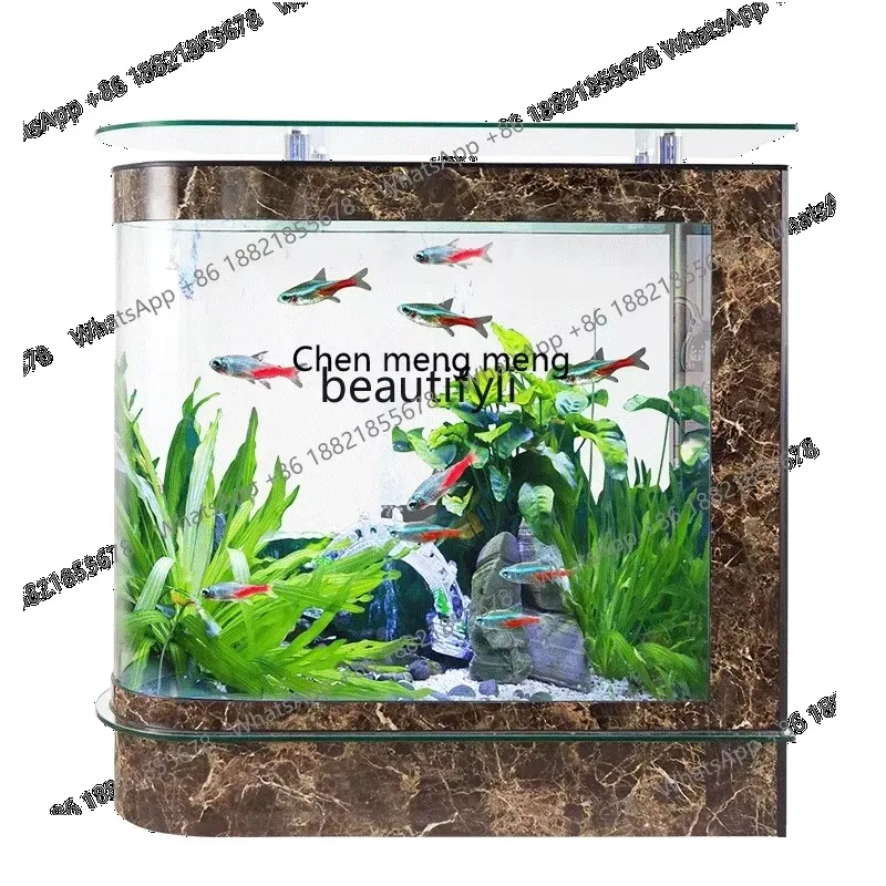F181 l Fish Tank Arc Type Glass Fish Tank Aquarium Partition Customizable Bottom Filter Fish Tank