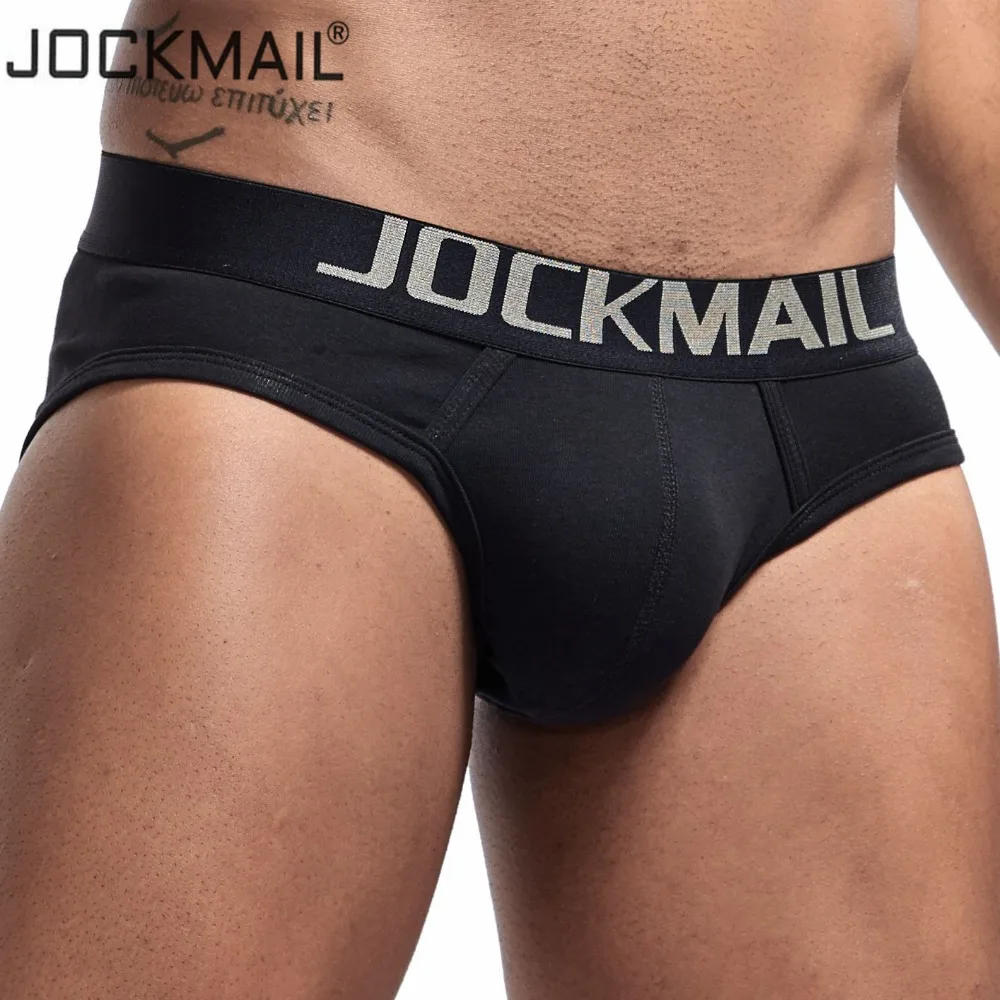 JOCKMAIL Brand Sexy Men\'s Underwear Basic Cotton Brief high quality white black gray M -XXL Gay underwear men bikini slip homme