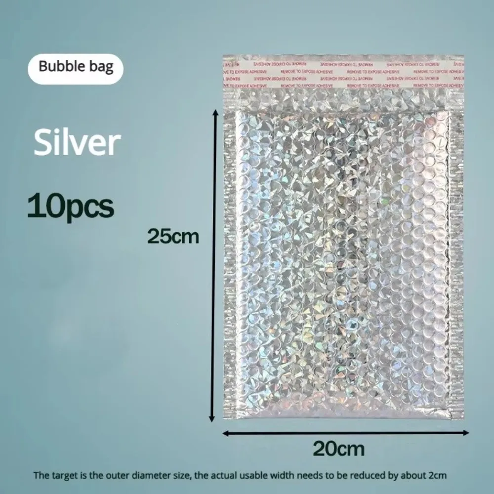 10pcs Self-Sealing Bubble Mailers Bag Holographic Waterproof Shipping Bags Multiple Sizes Colors Heavy Duty Padded Foam Bag