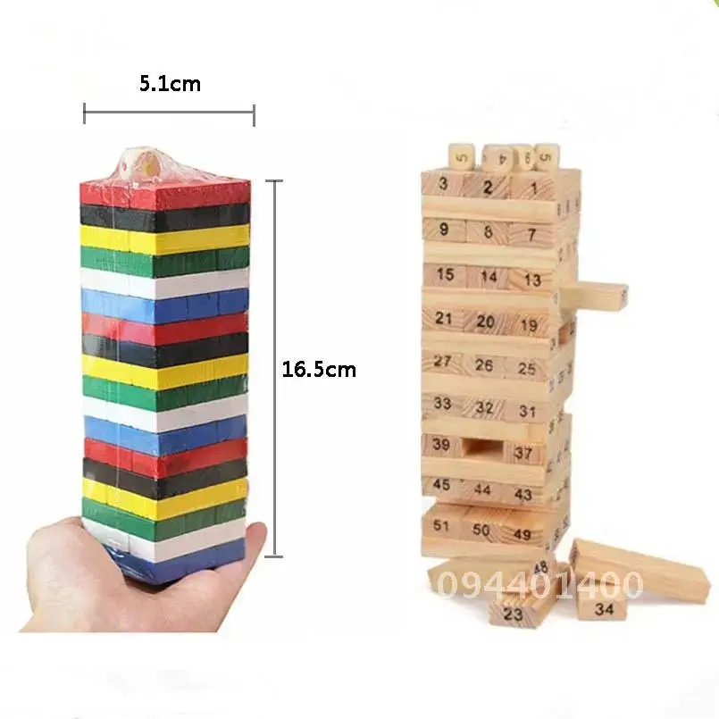 54 pz/set Torre di Legno Building Blocks Giocattolo Arcobaleno Domino Stacker Gioco Da Tavolo Pieghe di Alta Montessori Giocattoli Educativi Per Bambini