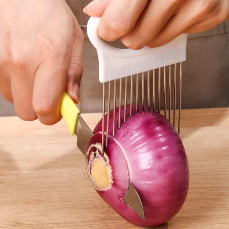 Stainless Steel Onion Needle Fork Vegetable Fruit Slicer Tomato Cutter Cutting Holder Cuisine Kitchen Accessorie Tools Gadgets