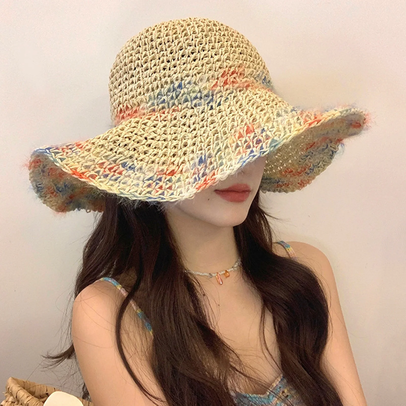 

Summer Outdoor Fisherman's Hat For Women Trendy Hand Woven Straw Hat Girls Fashion Beach Bucket Hat Fishing Sunshade Caps