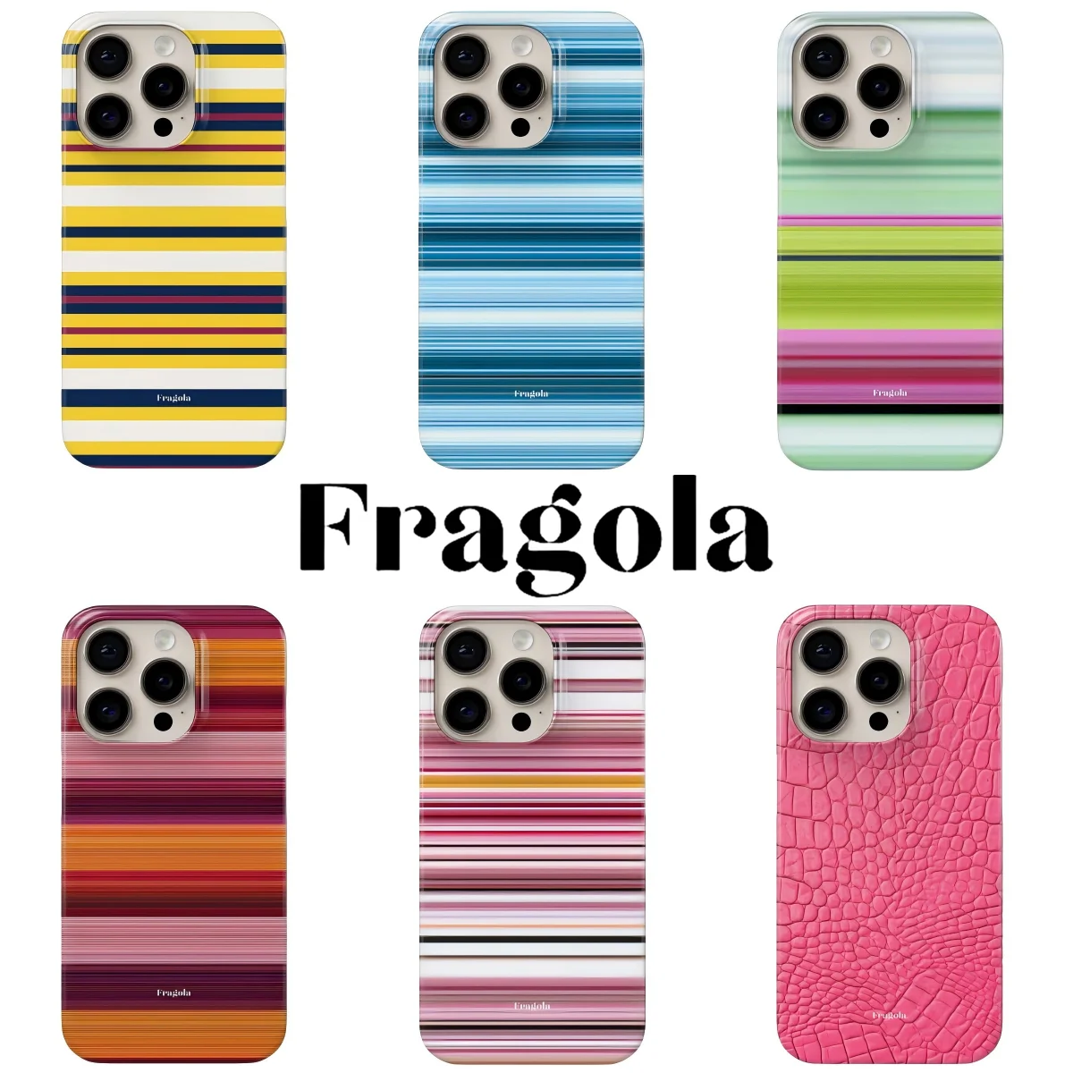 Coque de téléphone Fragola à rayures colorées pour iPhone 17 16 15 14 13 12 11 Air Pro Max X XS XR XSMax 7 8 Plus, film brillant en PC rigide