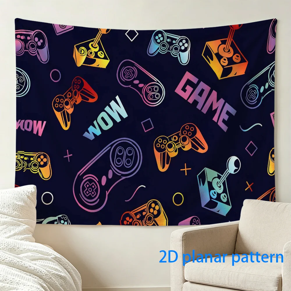 Retro Game Controller Tapestry, Neon Gaming Wall Hanging, Arcade Style Room Decor, Dark Background Gamer Blanket, Gift