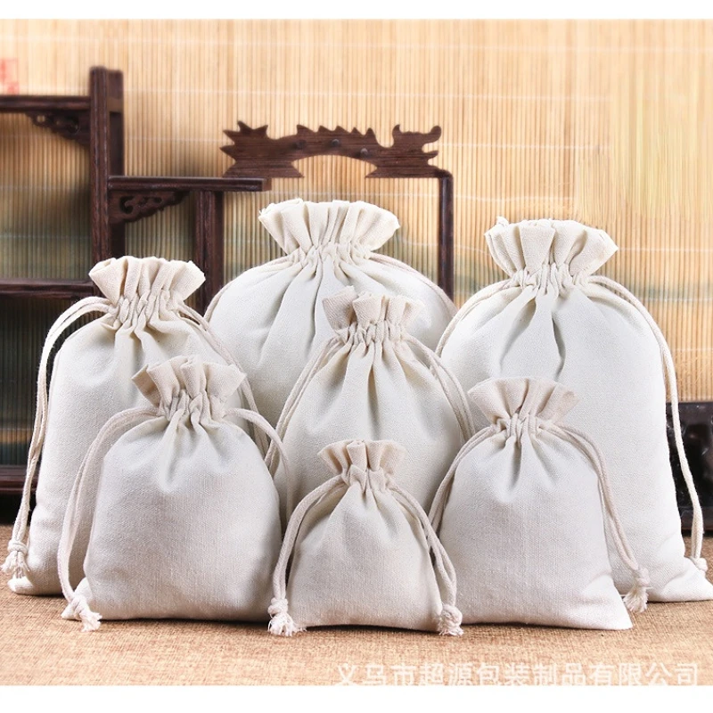 10pcs Canvas Drawstring Bag Jewelry Store Ornaments Display Toys Dried Flowers Tea Packaging Bag Travel Storage Bag Sachet Bag