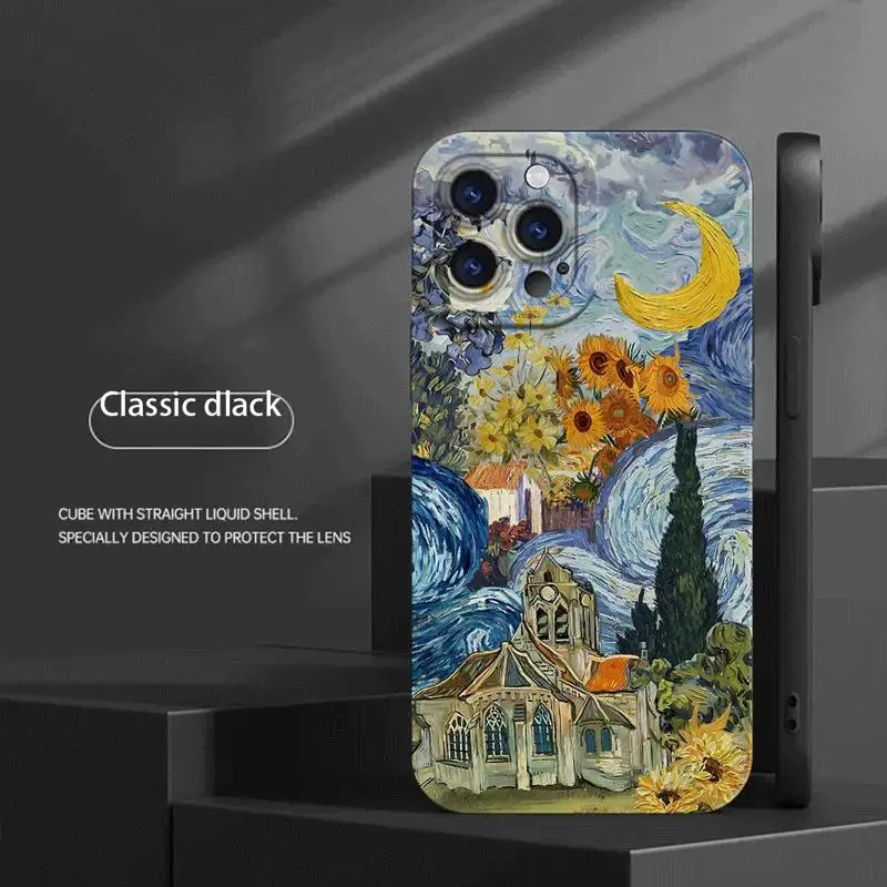 Van Gogh Starry Sunflowers Phone Case for Apple iPhone 15 Pro Max 13 14 Plus 12 11 Pro MAX Cover