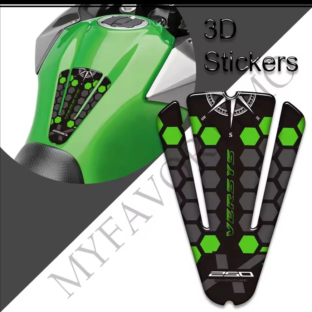 For Kawasaki VERSYS X 250 250X VERSYS-X X-250 Adventure Tourer  versys x250 Fuel Oil Tank Pad Stickers Kit Knee Protector Decals