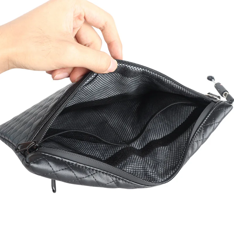 Smell Proof Smoking Stash Bag with Lock PU Leather Tobacoo Storage Bag Tobacoo Cigarette Stash Bag Odor Proof Tobacco Pouch Bag