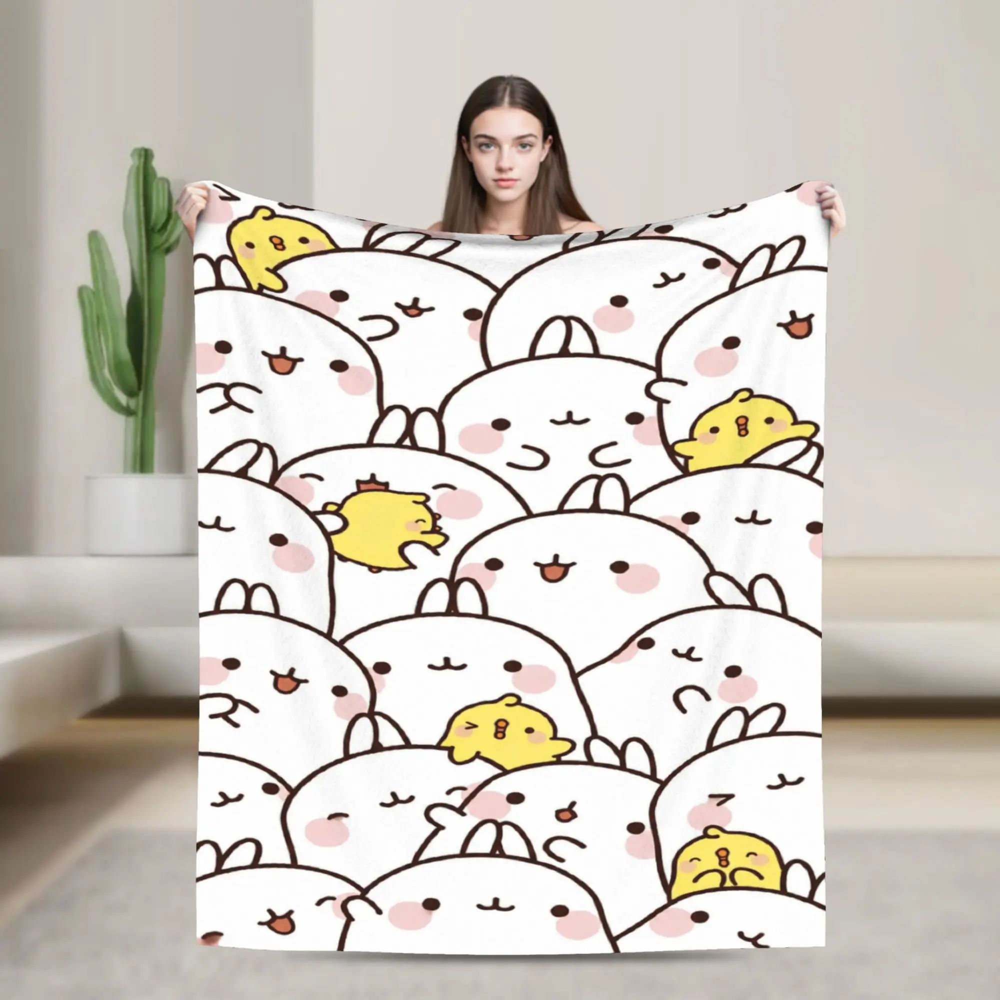 Molang cartoon Accessories Blanket Ultra-Soft Fleece  Throw Blankets Comfortable Bedspreads