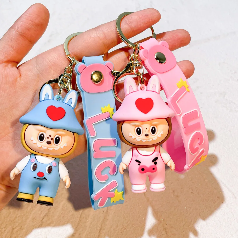 Cartoon Labubu Anime Sheep Keychain Girls Backpack Pendant Car Key Chain Pendant Gift Cute Lamb Kawaii  Bag Keyring wholesale