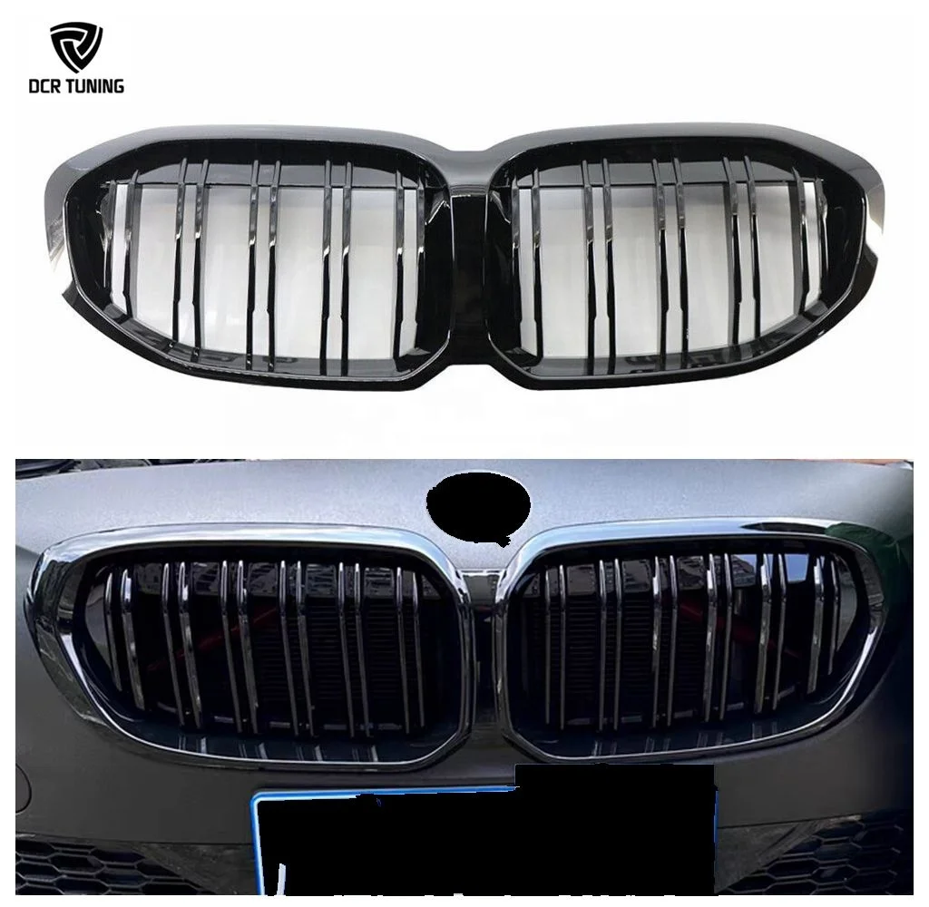 For New 1 Series F40 2020-2023 Front Bumper Kidney Hood Grille Grill Cover ABS Gloss Black