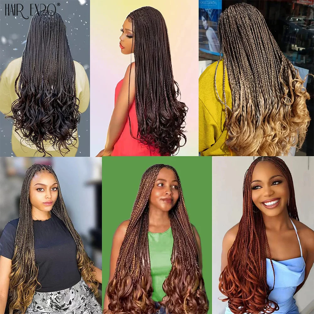 Trenzas francesas rizadas de ganchillo para mujer, extensiones de cabello trenzado de onda suelta sintética, rizos en espiral ombré de 20 pulgadas, cabello preestirado