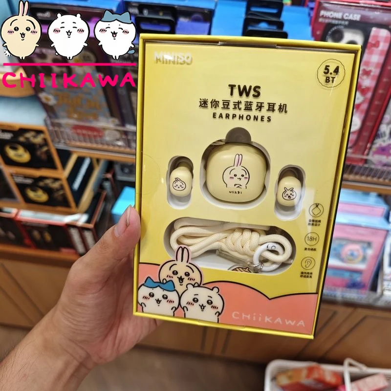 

MINISO Chiikawa совместные Bluetooth наушники с героями мультфильмов Usagi Hachiware Mini Full-in-Ear TWS Bluetooth наушники каваи подарок для девочки