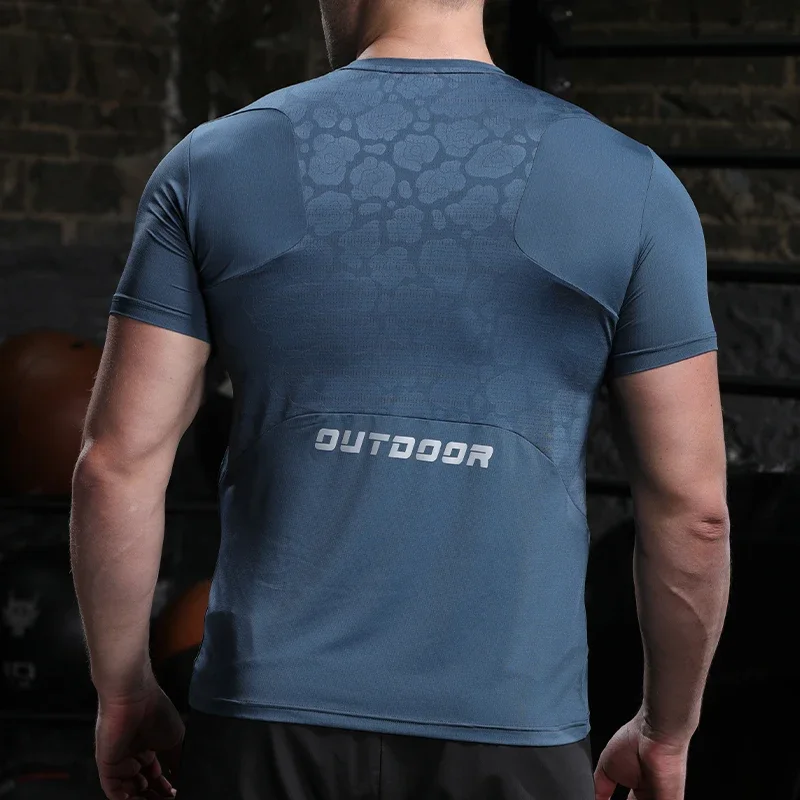 Men Running Compression T-shirt Dry Fit Short Sleeve Sport Tees Male Gym Fitness Jogging Sweatshirt Homme Athletic Shirt Tops