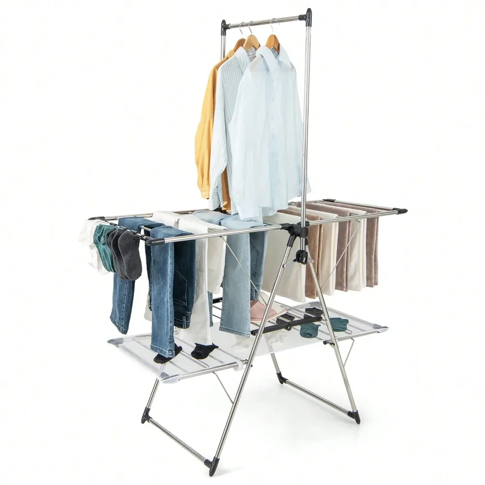 

Tendederos De Ropa Plegable2Tier Folding Clothes Drying Rack Laundry Drying Rack Laundry Drying Rack Metal,Spring,Minimalist,Sum