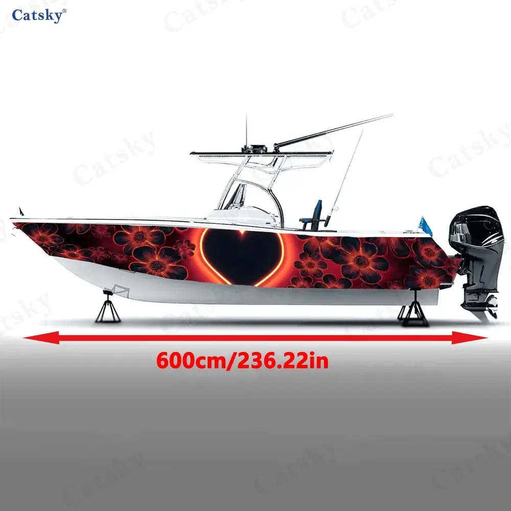 2Pcs Neon Flower Core Boat Stickers, PVC Waterproof Durable Vinyl Wrap Decals for Fishing Boats, Durable and Stylish Design