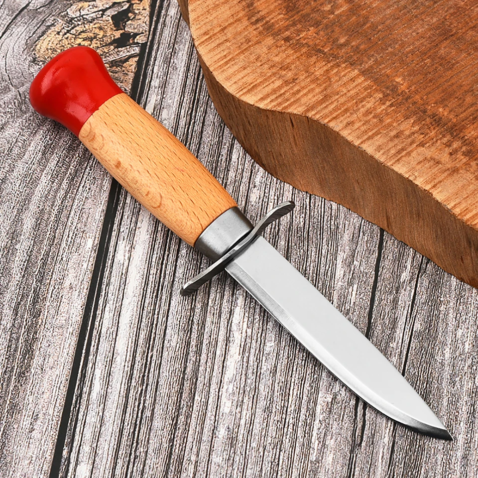 Норвежский классический уличный маленький нож с фиксированным лезвием, скандинавский нож Scandi с лезвием и ручкой из бука