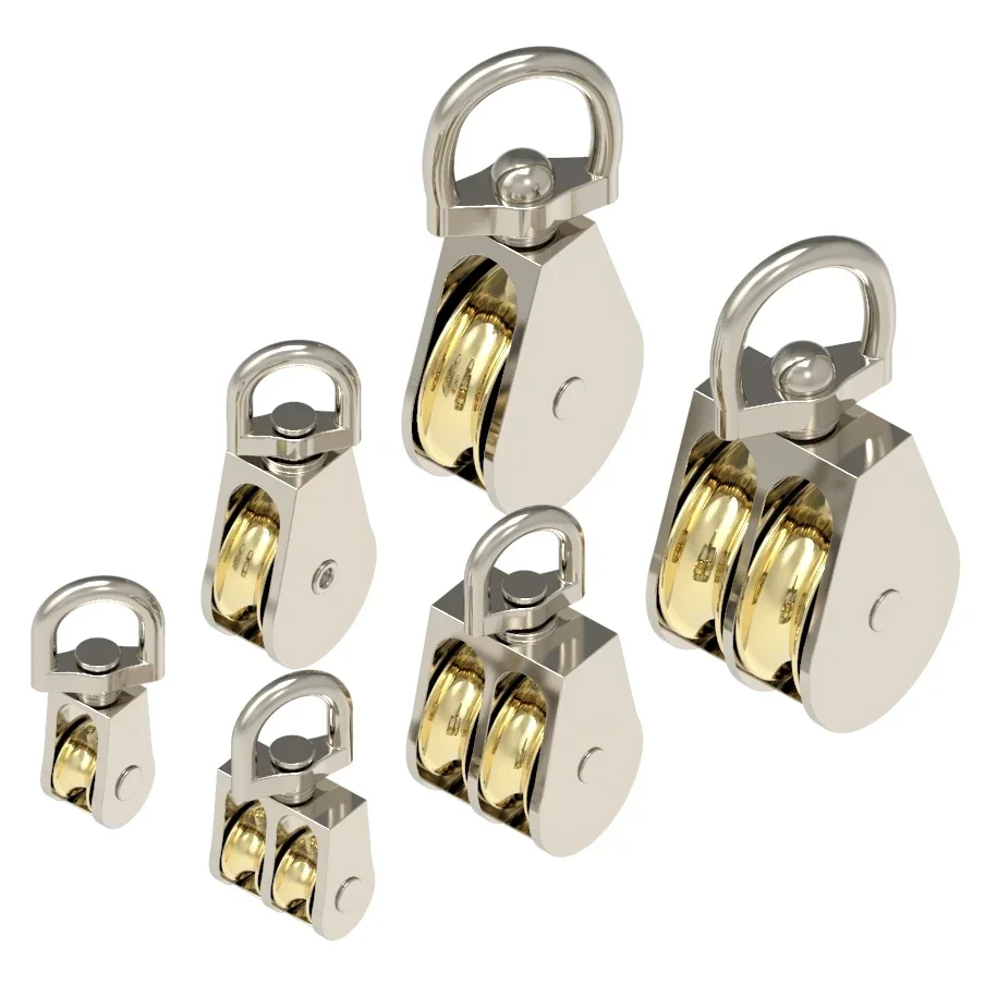 2/4/8pcs 43/58/86mm Single/Double Wheels Metal Sheave  Zinc Alloy Pulley Crown Block and Tackle Lifting Wheel Mini Double Pulley